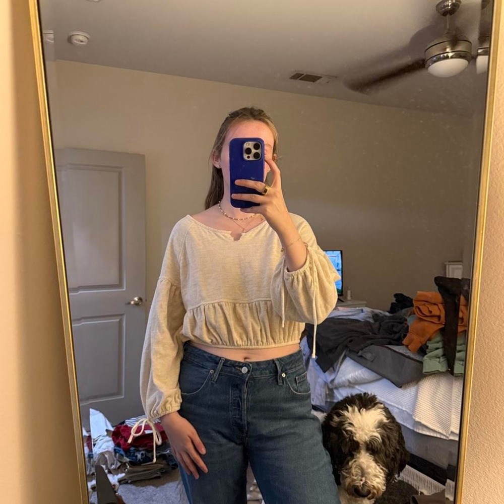 Aerie white lounge v neck crop top